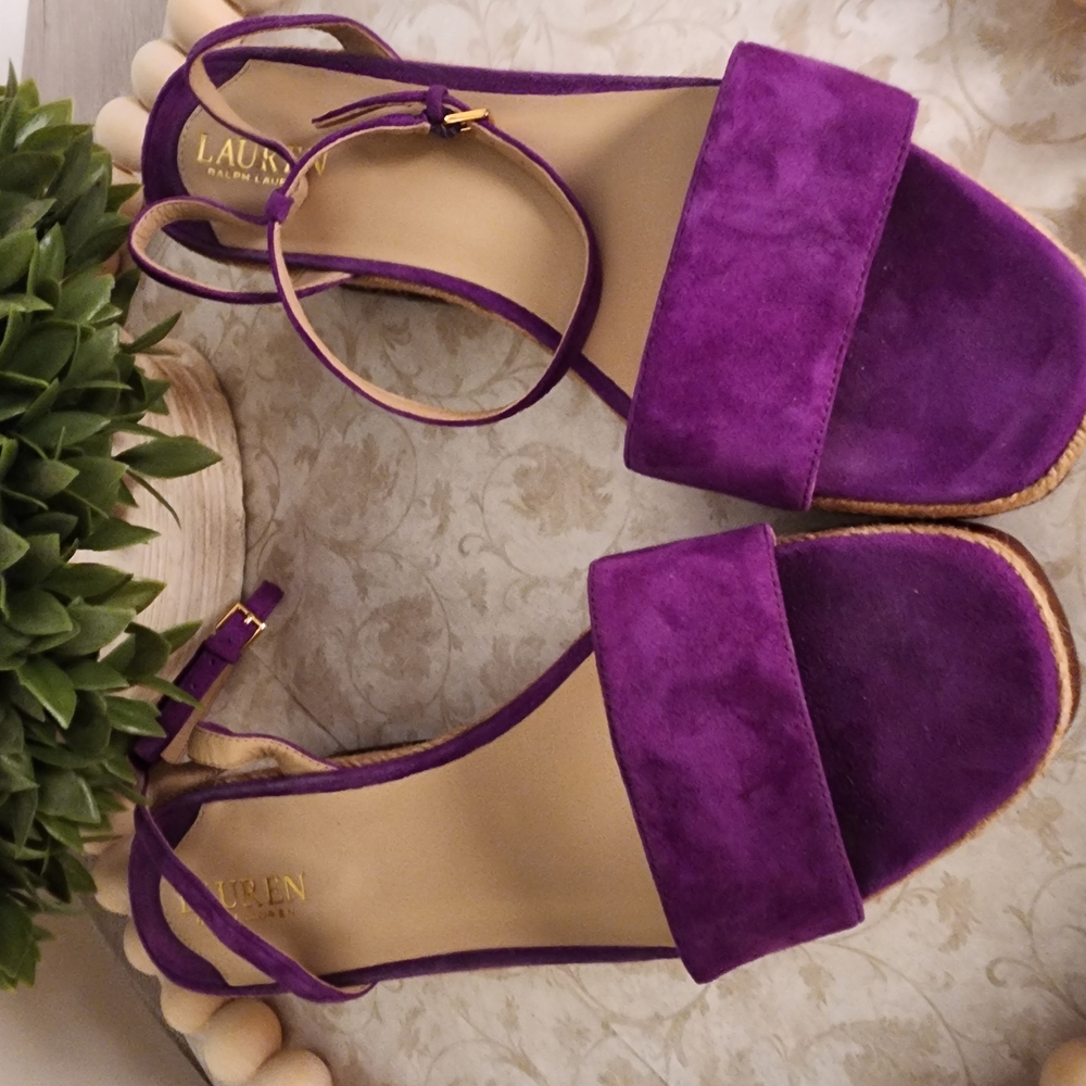 Lauren Ralph Lauren Purple Sandals with Suede Finish